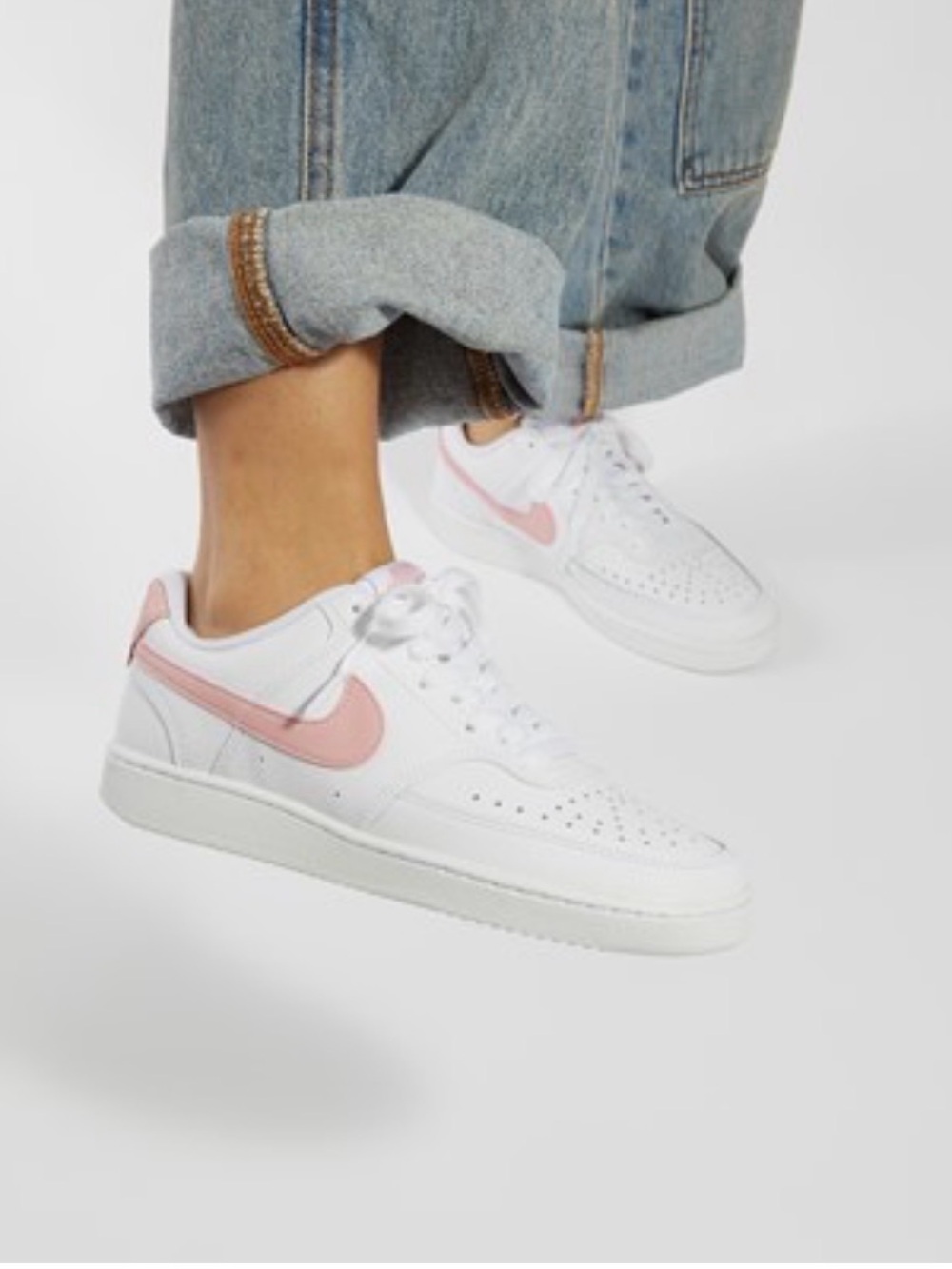 Nike Court Vision Low Sneakers Women 7.5 White Pink Retro Basketball CD5434-110